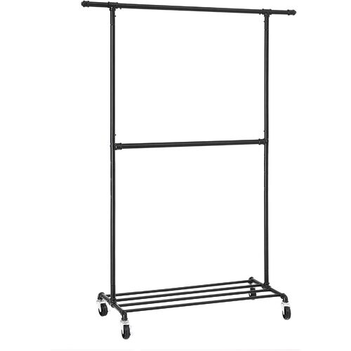 Industrial Clothing Rack Wheels Double Rod