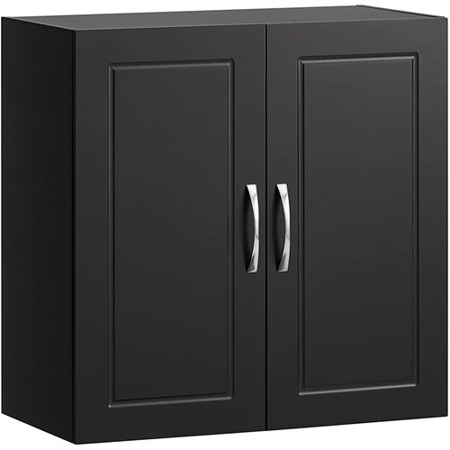 Wall Storage Cabinet Double Doors, Black