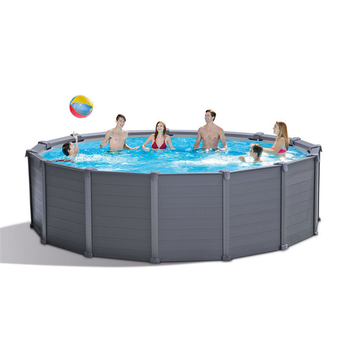 INTEX 4.78M X 1.24M GRAPHITE GRAY PANEL POOL SET