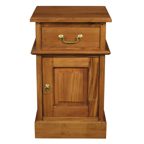 Tasmania 1 Solid Door 1 Drawer Bedside (Light Pecan)