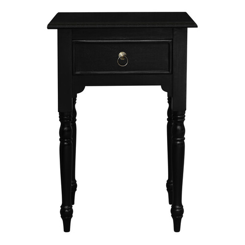 Huntely 1-Drawer Turn Leg Side Table (Black)