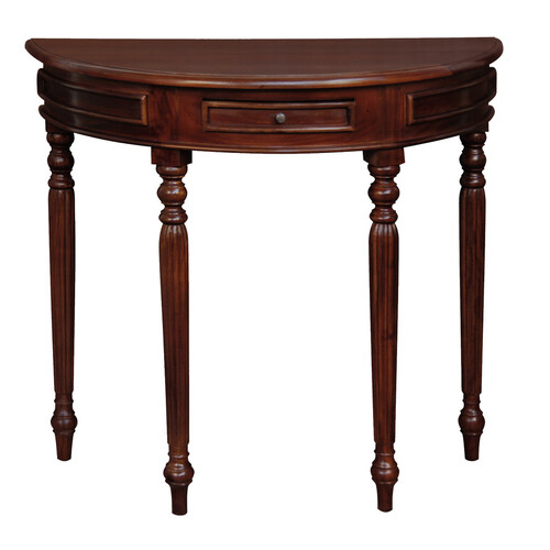 Turn Leg Half Round Sofa Table (Mahogany)