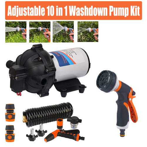 6.6GPM Washdown Pump Kit 12V Wash Pump w/ Hose Nozzle For Caravan RV Marine Boat