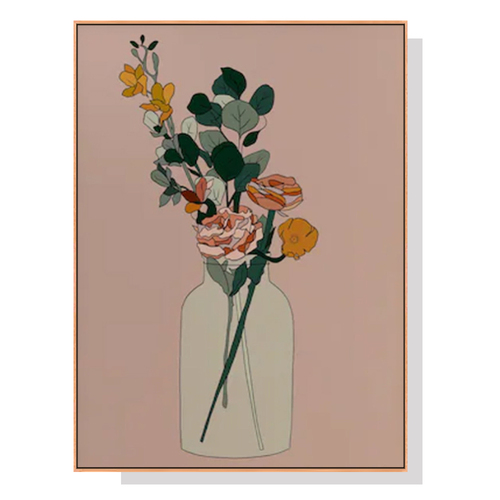 Wall Art 60cmx90cm Boho Floral Wood Frame Canvas