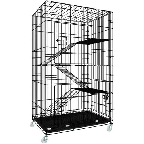 FLOOFI Four-Level Pet Rabbit Bird Cage with Hammock (Black) FI-PRBC-101-XD