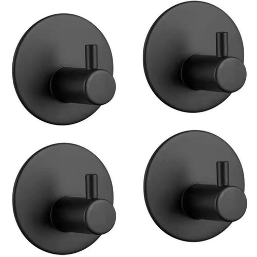 Gominimo Round Stainless Steel Wall Hook 4pcs (Black) GO-WH-100-FQJ