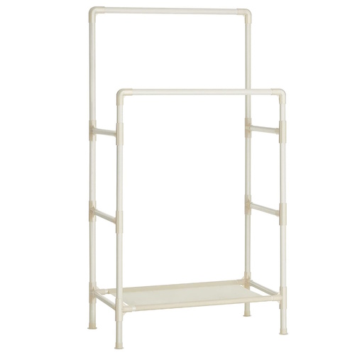 SONGMICS Metal Coat Rack with 2 Clothes Rails and Shelf RDR01WT