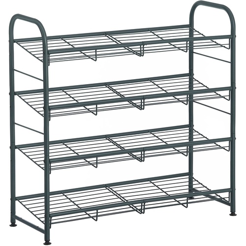 SONGMICS 4-Tier Shoe Rack Storage 16 Pairs Organizer Gray LMR067G01