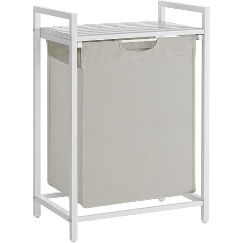 VASAGLE Laundry Hamper with Shelf and Pull-Out Bag 65L White BLH101W01