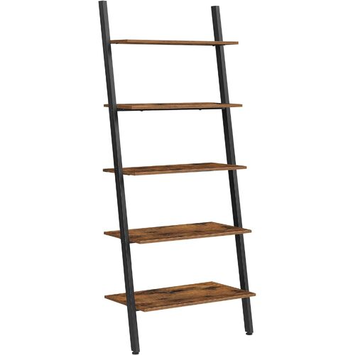 VASAGLE Industrial Ladder Shelf 5-Tier Bookshelf Rack Wall Shelf for Living Room Kitchen Office Stable Steel 