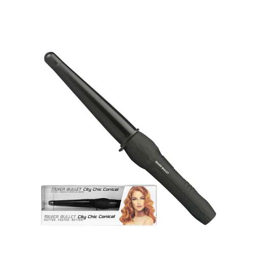 Silver Bullet City Chic Ceramic Conical Iron 19mm-32mm Large Hair Curling Wand