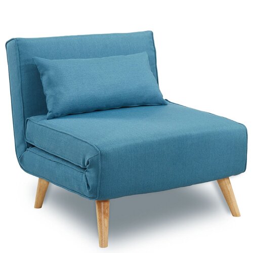 Sarantino Adjustable Corner Sofa 1 Seater Lounge Linen Bed Seat - Blue