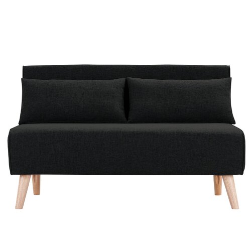 Sarantino 2-Seater Adjustable Sofa Bed Lounge Faux Velvet - Black