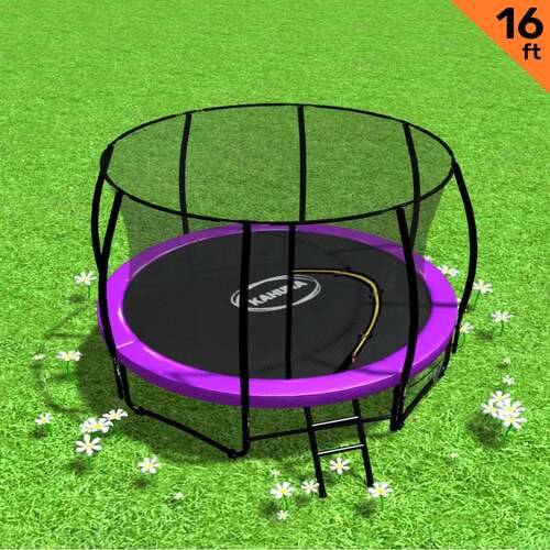 Kahuna 16ft Trampoline Free Ladder Spring Mat Net Safety Pad Cover Round Enclosure - Purple