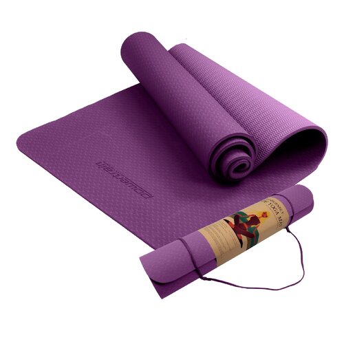 Powertrain Eco-friendly Dual Layer 6mm Yoga Mat | Royal Purple | Non-slip Surface And Carry Strap For Ultimate Comfort And Portability