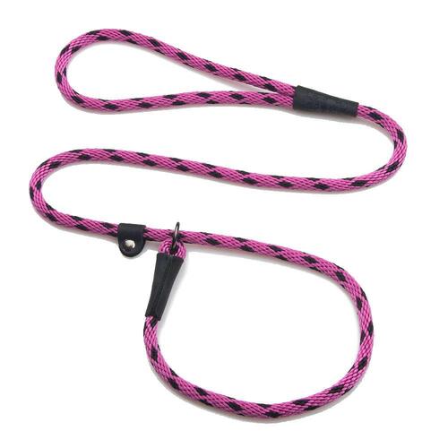 Mendota British Style Slip Leash - Length 1/2in x 4ft(13mm x 1.2m) - Black Ice - Raspberry