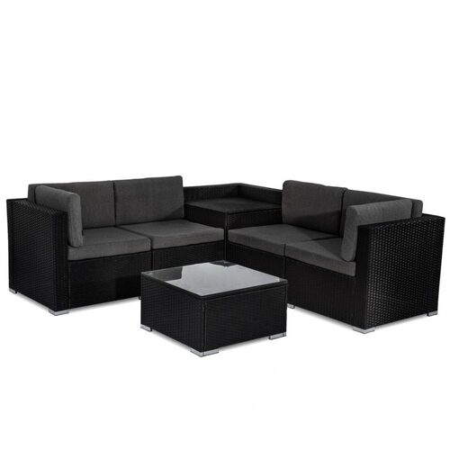 6PCS Outdoor Modular Lounge Sofa Coogee – Black