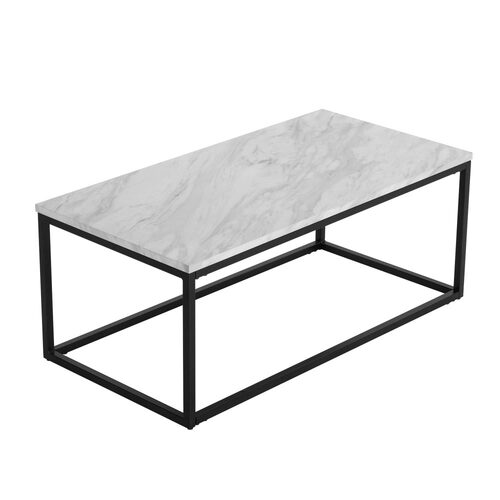 Industrial Style Marble Effect Rectangular Coffee Table