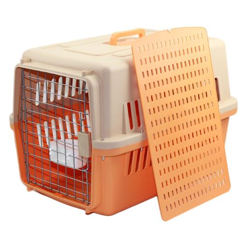 YES4PETS Large Dog Cat Crate Pet Carrier Rabbit Airline Cage With Tray And Bowl Orange