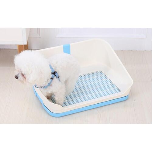 YES4PETS Medium Portable Dog Potty Training Tray Pet Puppy Toilet Trays Loo Pad Mat With Wall Blue