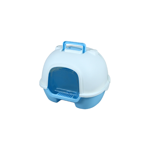 YES4PETS Portable Hooded Cat Toilet Litter Box Tray House with Handle and Scoop Blue