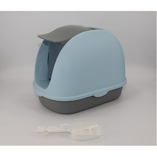 YES4PETS Portable Hooded Cat Toilet Litter Box Tray House with Handle and Scoop Blue