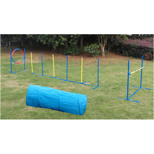 YES4PETS Portable Dog Puppy Training Practice Weave Poles Agility Post Exercise Tunnel Jump Tyre Set