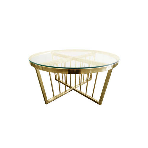 Salina  Coffee Table - Clear Top - 95cm Gold