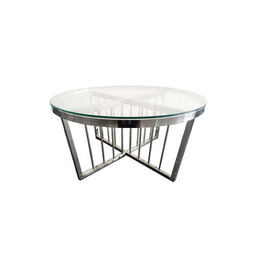 Salina Coffee Table -Clear Top - 95cm Silver