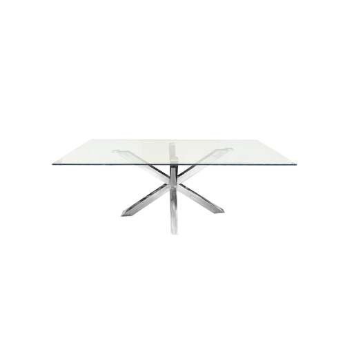 Miles Silver With Clear Glass Dining Table - 90cm x 180cm 