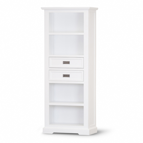 Laelia Bookshelf Bookcase 4 Tier Solid Acacia Wood Coastal Furniture - White