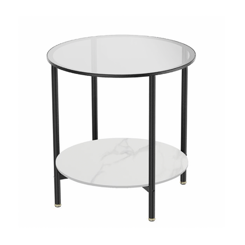 Interior Ave - Cosmopolitan Two Tier Mix Side Table - Marble & Glass