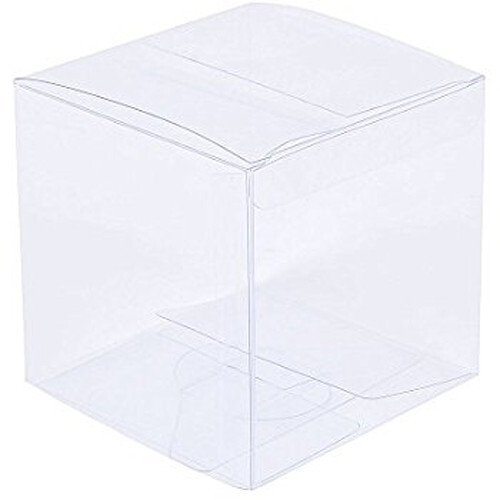 50 Piece Pack -PVC Clear See Through Plastic 15cm Square Cube Box - Large Bomboniere Product Exhibition Gift