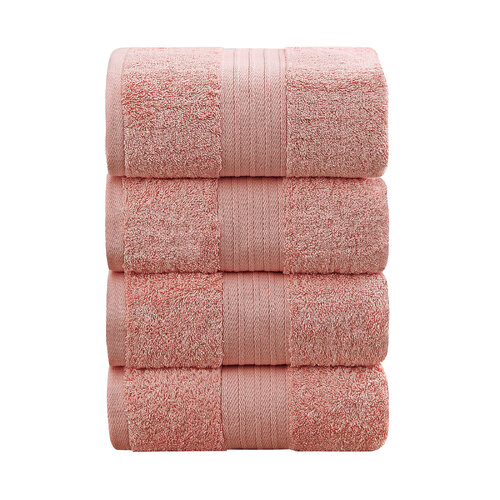 Linenland 4 Piece Cotton Bath Towels Set - Coral