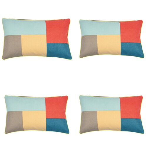 Pack of 4 Geo Beige Block Design Rectangle Cushion Cover 30cm x 50cm