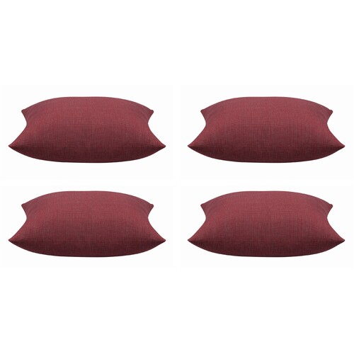 Pack of 4 Elements Deep Red Solid Base Colour Square Cushion Covers