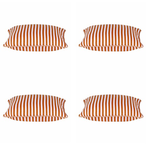 Pack of 4 Dandi Orange & White Striped Nautical Cushion Covers 40x40cm