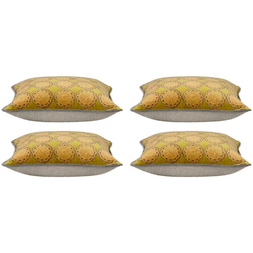 Pack of 4 Duffy Mustard and Grey Square Cushion Covers