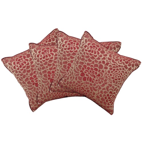 Pack of 4 Flower Marone Petal Design Square Cushion Covers Maroon