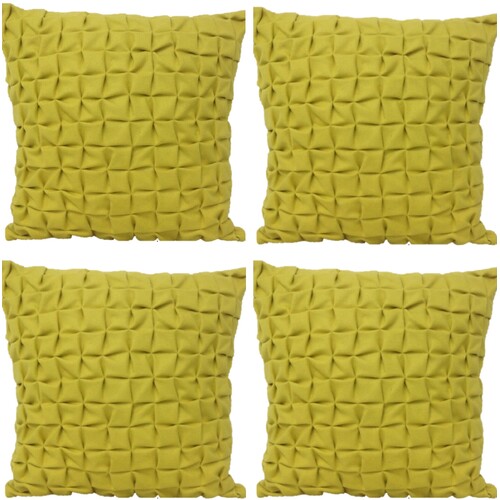 Pack of 4 Flux Mustard Yellow 3D Textured 45cm x 45cm Cushion Covers