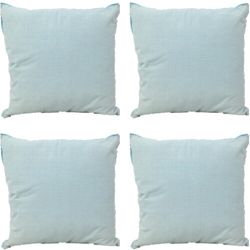 Pack of 4 Frida Aqua Blue 50cm x 50cm Cushion Covers with piping