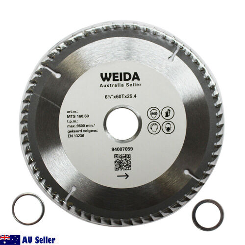 2x 160mm 60T Wood Circular Saw Blade Cutting Disc 6-1/4" Bore 25.4/22.2mm K2.5mm