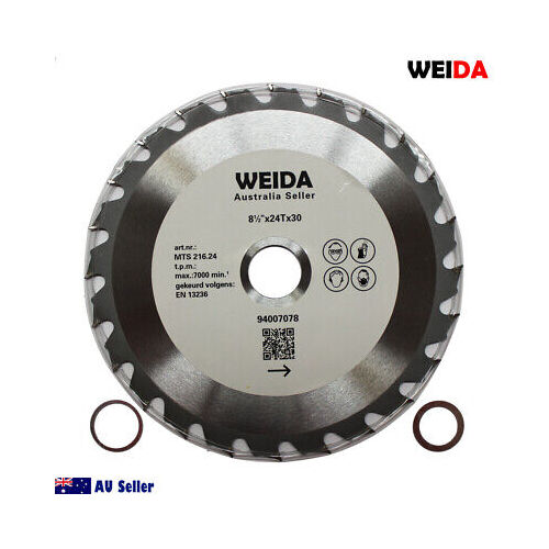 2x 216mm 24T Wood Circular Cutting DiscSaw Blade  8-1/2” Bore 30/25.4/22.2mm Cut