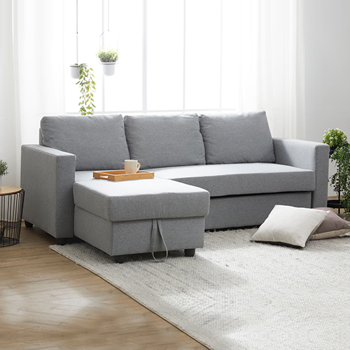 Murry 2 Seater Sofa Bed With Pull Out Storage Corner Lounge Set In Grey With Chaise