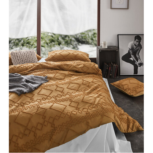 Tufted ultra soft microfiber quilt cover set-double caramel