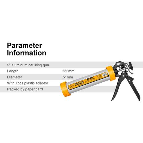 INGCO Aluminum Caluking Gun 9" Sausage Sealing Silicone Sealant Glue
