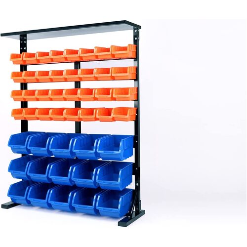 50-Piece Bin Wall Mounted Parts and Tool Storage Rack Organizer Rack for Workshop Tools