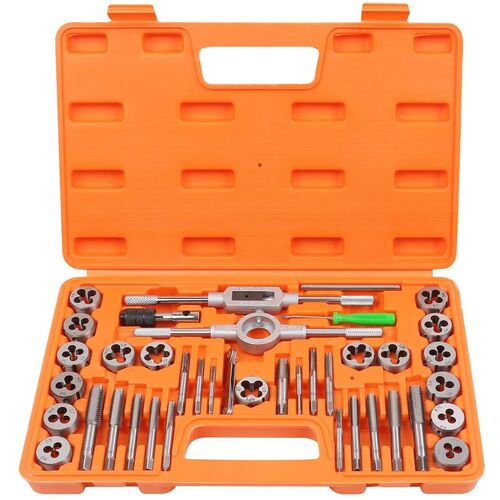 60Pc Tap And Die Set Metric Imperial Screw Screwdriver Thread Drill Pitch Gauge