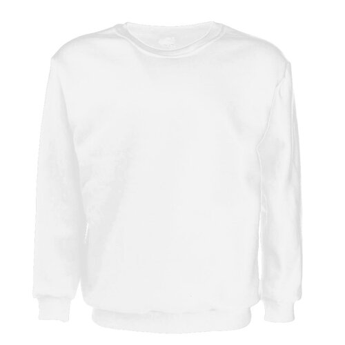 New Adult Unisex Plain Pullover Fleece Jumper Mens Long Sleeve Crew Neck Sweater, White, XL