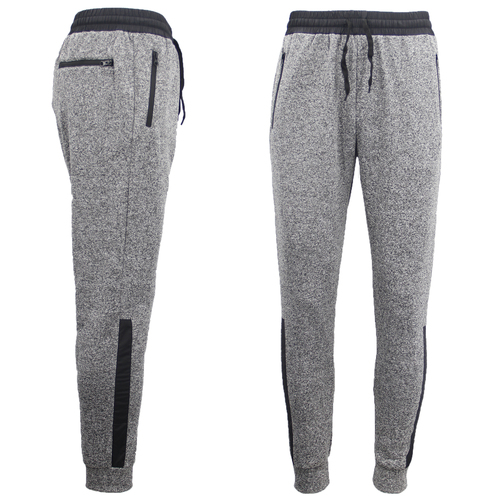 Mens Joggers Trousers Gym Sport Casual Sweat Track Pants Cuffed Hem w Zip Pocket, Light Grey, 6XL